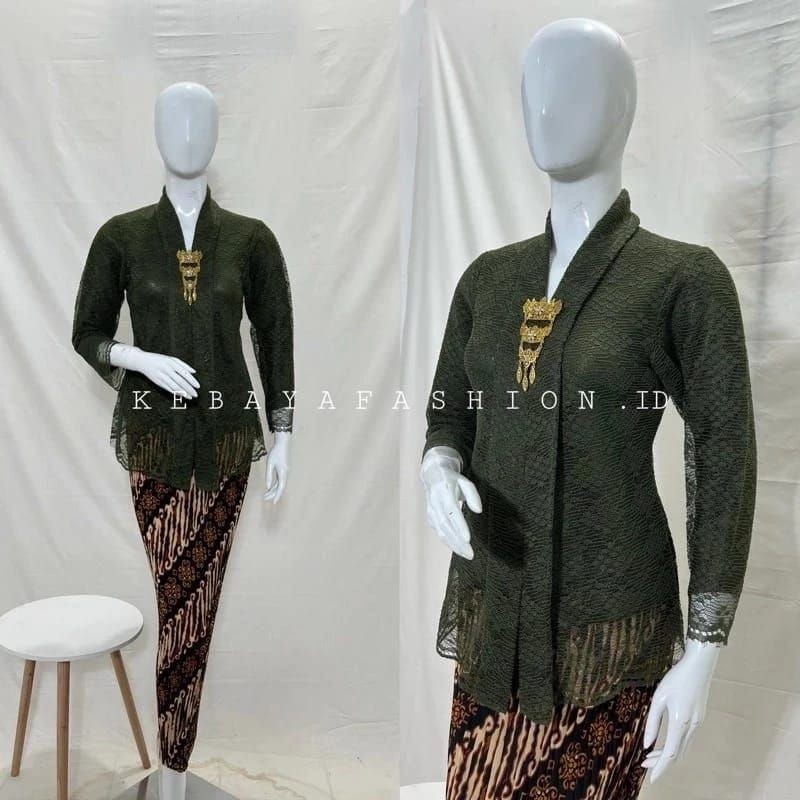 SETELAN KEBAYA BROKAT FLOY LENGAN PANJANG / BAJU KARTINI WISUDA KONDANGAN MODERN / KEBAYA PAKAIAN TR