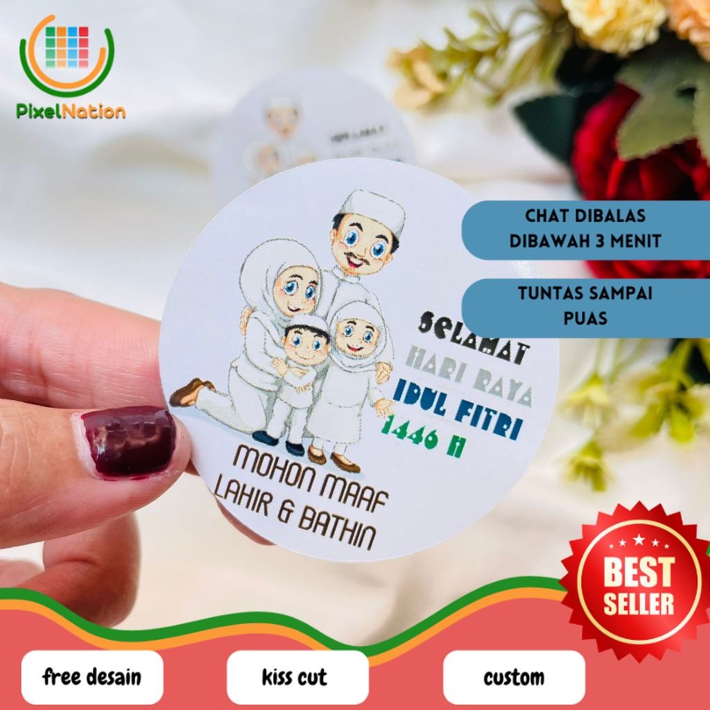 

PiNat 5-8 Sticker Bulat Label Ramadhan Stiker Toples Cookies Selamat Idul Fitri Lebaran Eid
