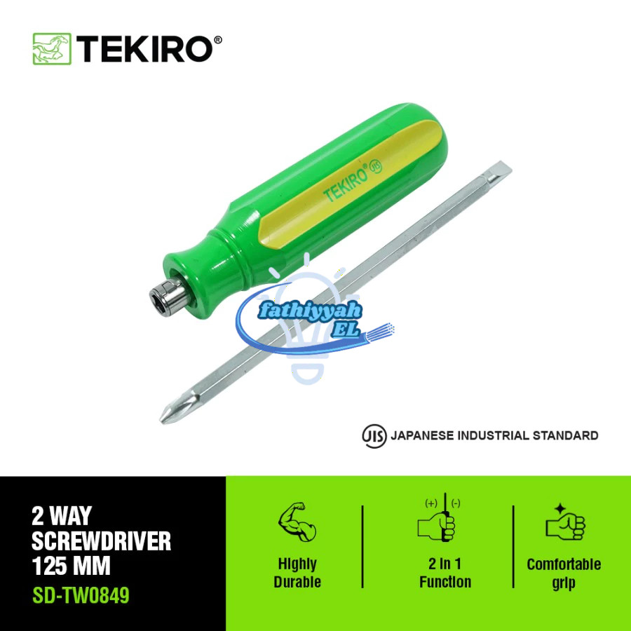 Kualitas TEKIRO Obeng Ketok Bolak Balik - Obeng Getok Plus Minus Magnet 6" inch Gagang Fiber Karet B