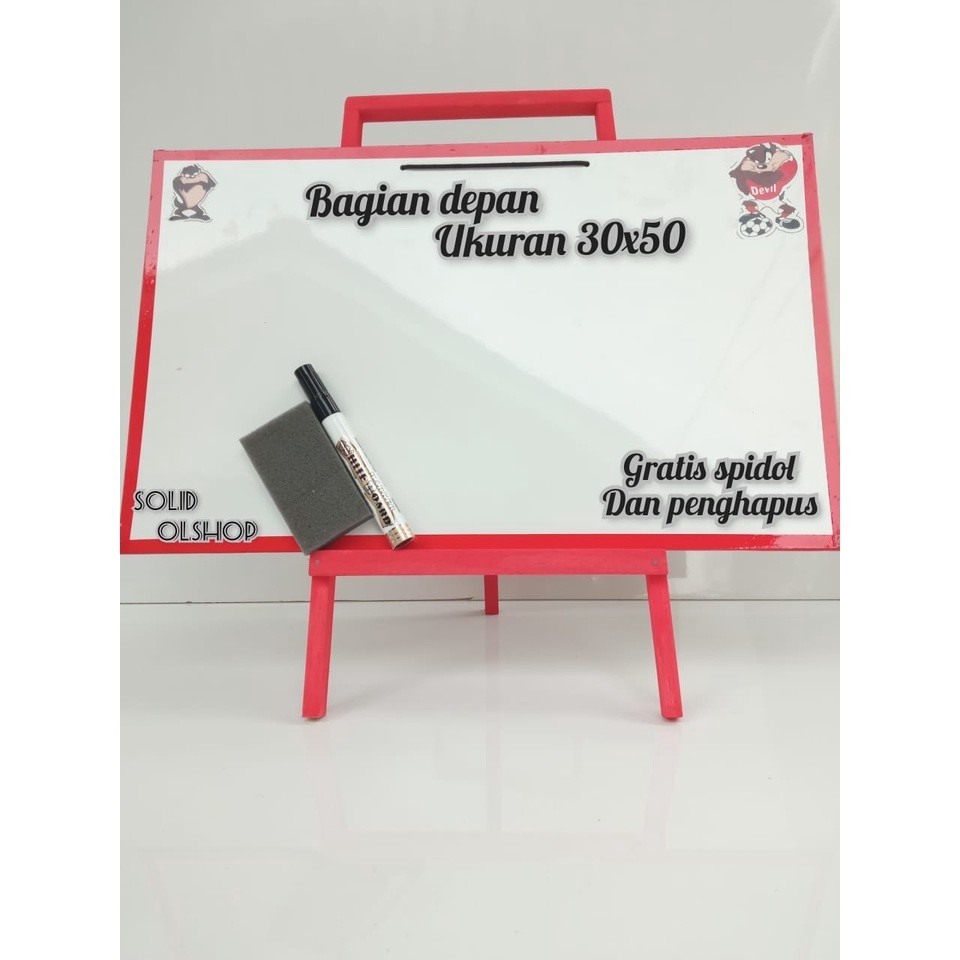 

Papan tulis white board anak dengan penyaangga ukuran 30x50 gratis spidol dan penghapus Dn Collection 97