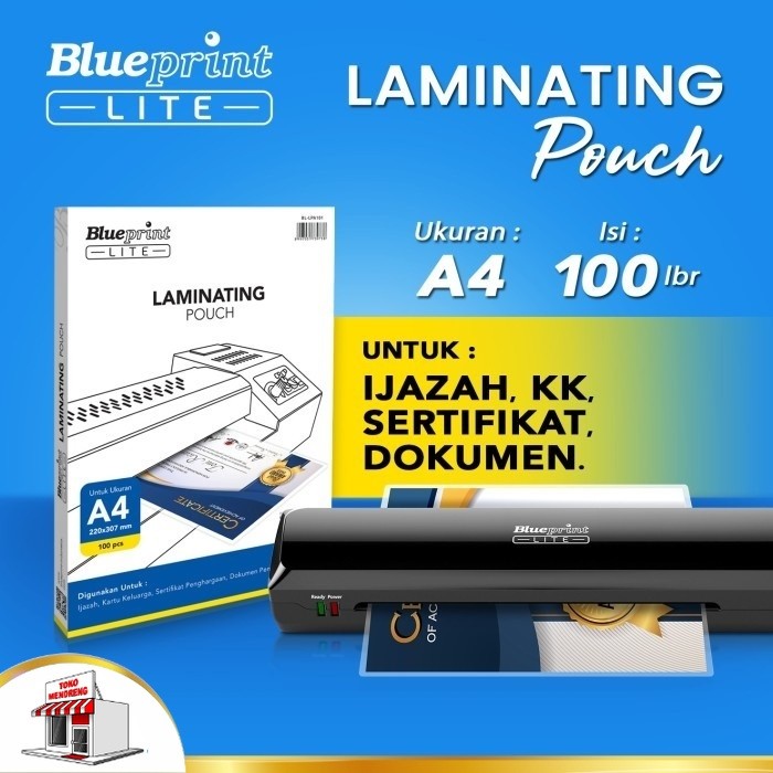 

Blueprint Lite Hot Laminating A4 Pouch Film Plastik Laminasi Panas isi 100 pcs