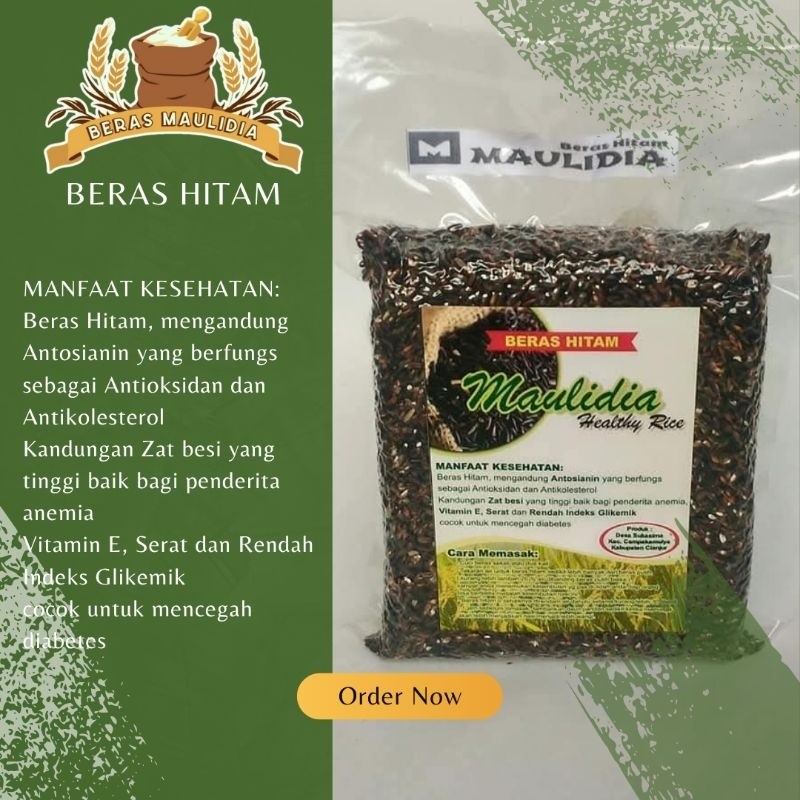

Beras Hitam maulidia organik sehat pecah kulit rice (Maulidia)