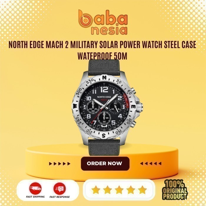 NORTH EDGE MACH 2 Jam Tangan Militer Solar Power Stainless Steel