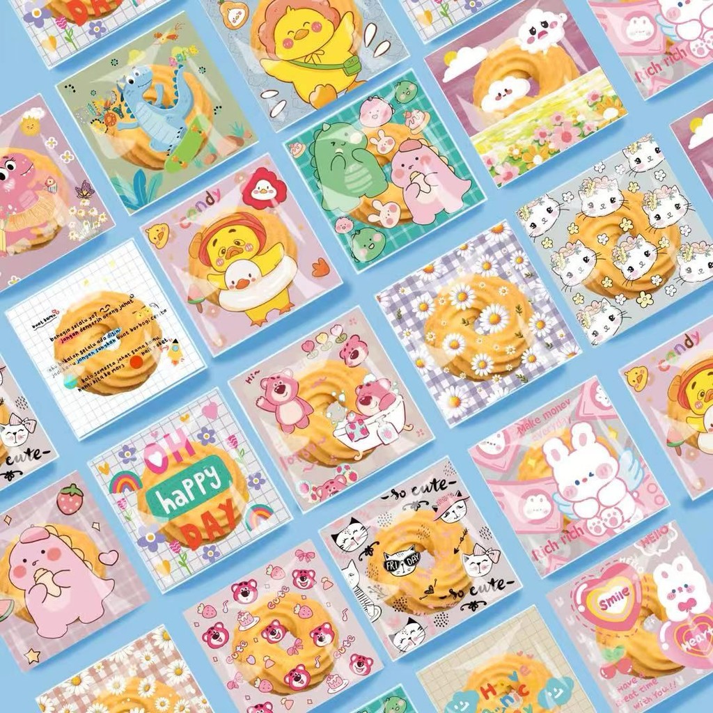 

100pcs Plastik Opp Cookies 7x7/10x10/12X12CM Opp Unyu Plastik Bungkus Permen Lucu Plastik Dengan Lem Opp Bahan Tebal Plastik Kemasan Kartun Lucu Aesthetic Plasti Kartun Sanrio Dino Lotso Kartun Jepang Lucu