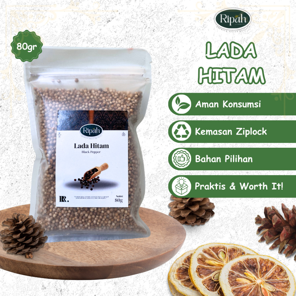 

50gr Biji Lada Hitam Utuh Whole Black Pepper 100% Ripah Rempah PREMIUM QUALITY