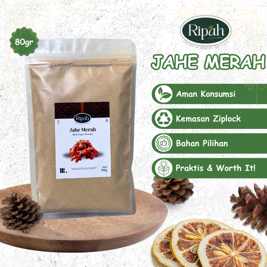 

80gr Jahe Merah Bubuk / Murni / Ground Ginger / Rempah / Ripah Rempah Premium
