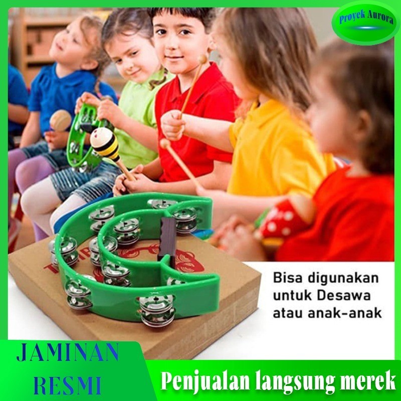 Alat Musik Tamborin Kecrekan Tamborine Gereja Tambourine Instrumen Double Ring