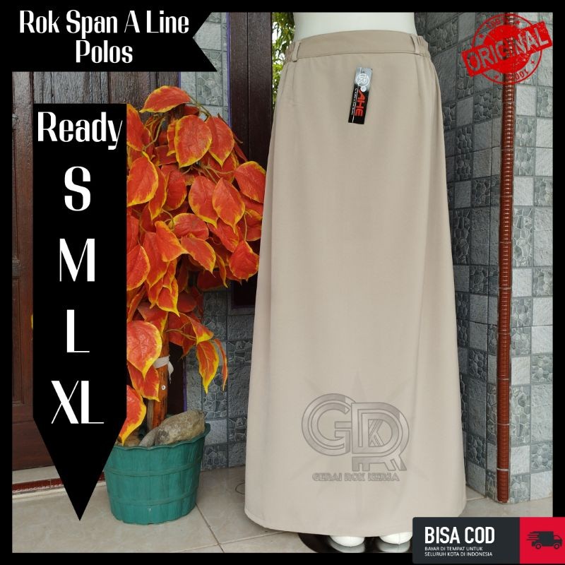 BAHAN PREMIUM / Rok Warna Cream Jumbo Rok Kerja Wanita Rok A Line Panjang Polos Formal Rok Santri Ro
