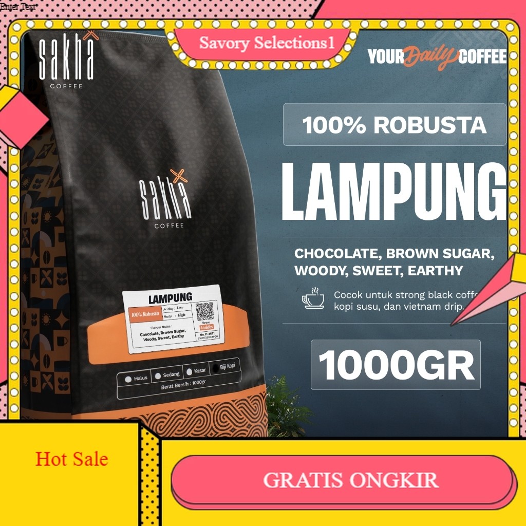 

【SAVORY】 FLASH SALE!! Kopi Robusta Lampung Coffee Roast Bean Espresso Beans 1Kg Biji Bubuk Coffe Roastery