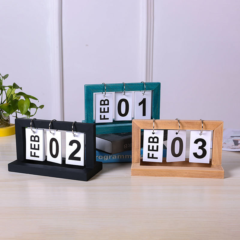 

Simple Wooden Calendar, Flip Page Home Gift Decoration, Desktop Perpetual Calendar, Photo Decoration