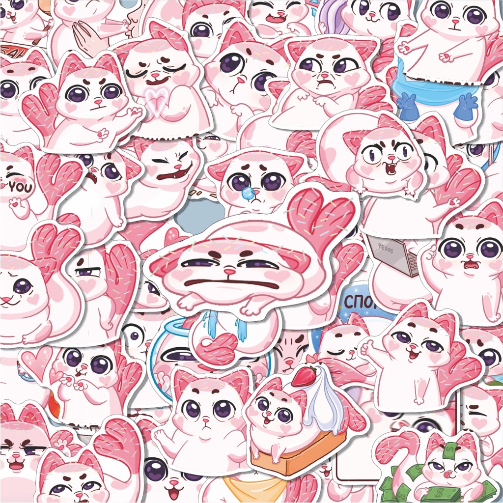 

100PCS Lucu Stiker Kucing Lucu MEOWNYAM Stiker Aesthetic Stiker Anti Air Stikers Berperekat Waterproof sticker decal buat Motor Helm Buku Journal Koper Casing HP Laptop Botol Minum Hadiah anak