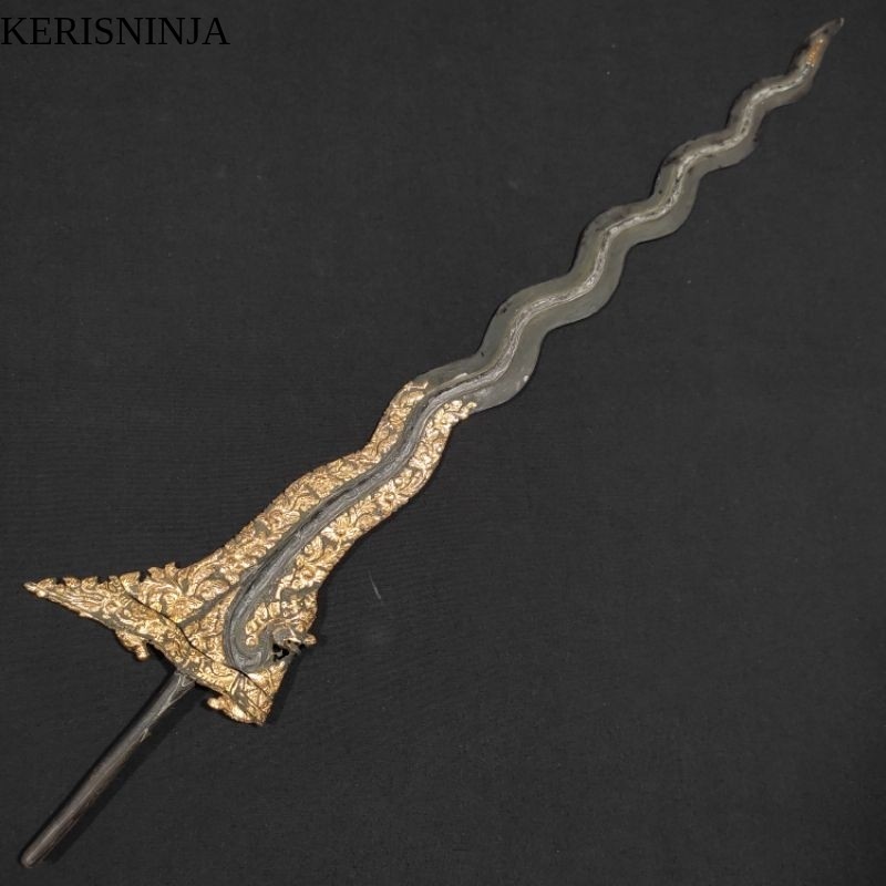 Keris Naga Sasra / Nogo Sosro Luk 13 Pamor Miji Timun Kinatah Tembaga Sepuh Emas Garap Super Alusn N