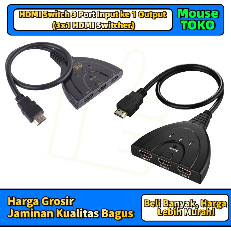 [TOKO_MOUSE] HDMI Switch cdf3 Port 3 in 3 out HDMI Swticher Kable 3 Input 1 Output/HDMI SWITCHER KAB