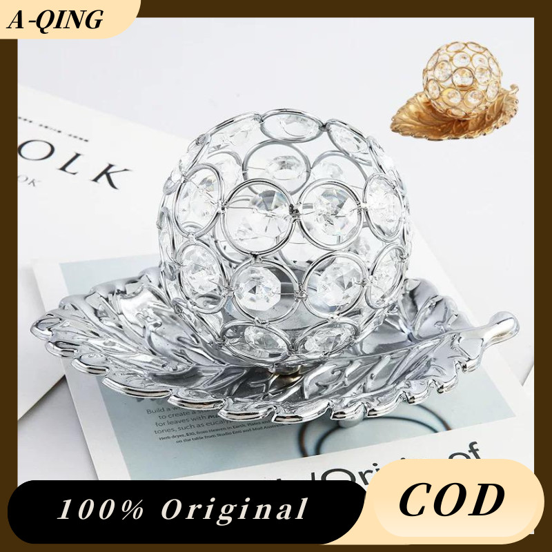 Tempat Lilin Dekorasi Bulat Kristal Elegant/Tempat Lilin Kristal Tempat Lilin Logam Kreatif Ornamen