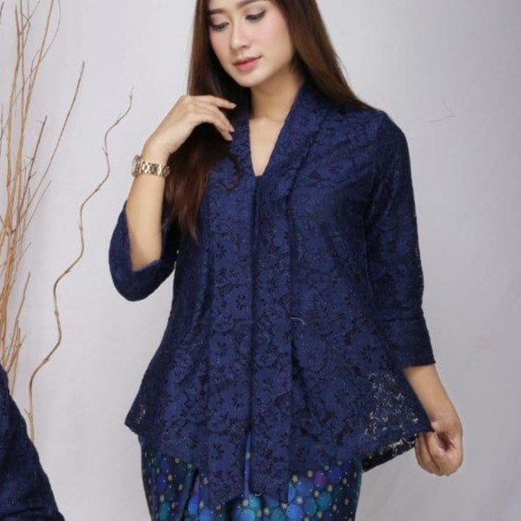 

✨LARIS✨ -Atasan Kebaya Kutu Baru Brokat Floy Seri Warna Dan Ukuran - NAVY