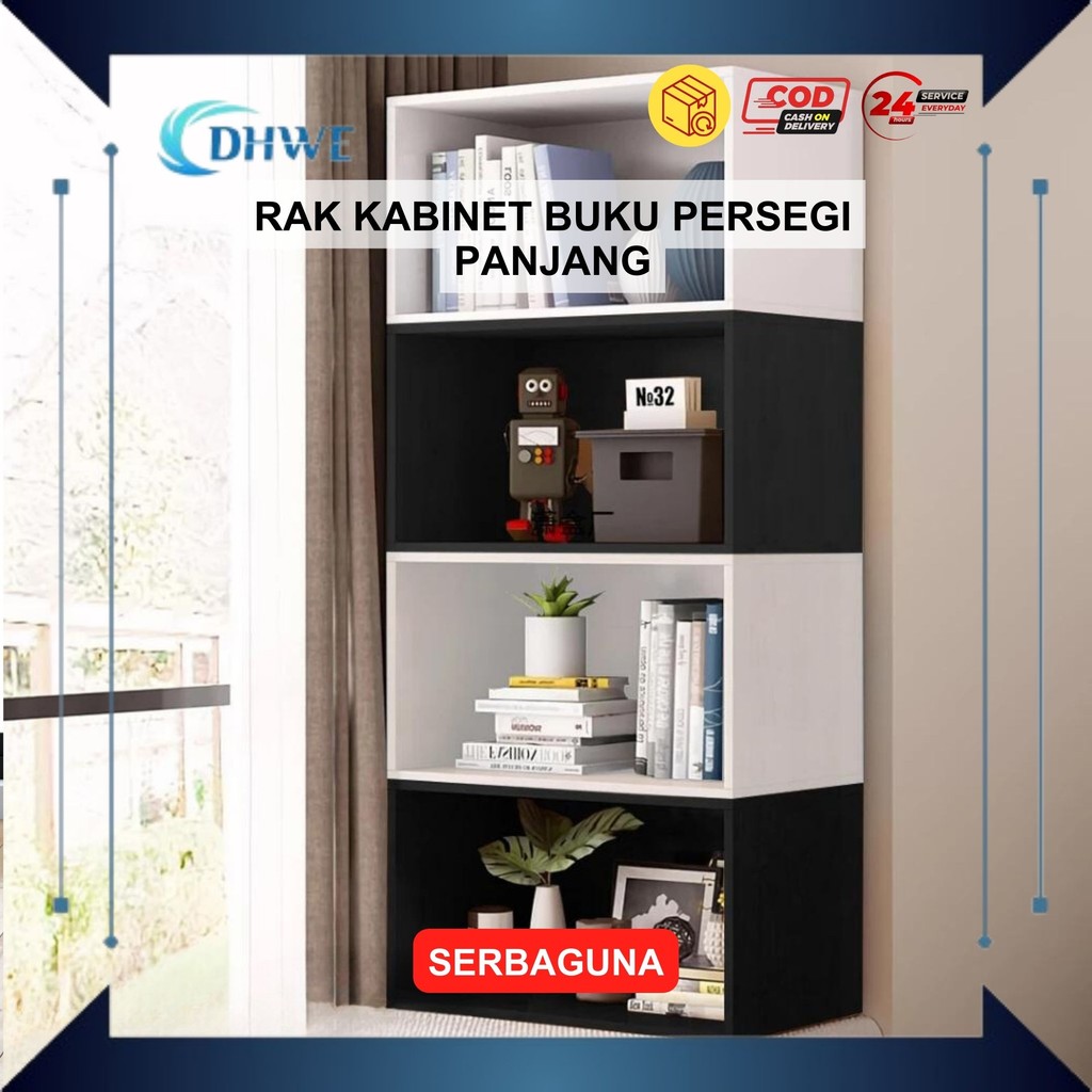 DHWE - Lemari Kotak Persegi Panjang Rak Buku Kekinian Untuk Hiasan Vintage Buku Novel Pot Bunga Bing