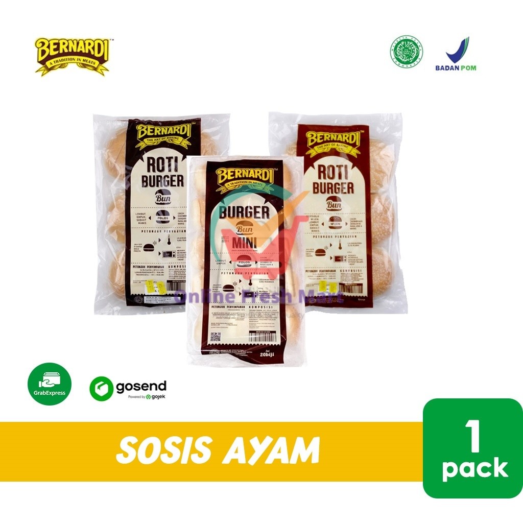 

Bernardi Roti Burger Bun Polos/Wijen/Mini 1 Pack (KHUSUS INSTANT) - Online Fresh Mart Denpasar