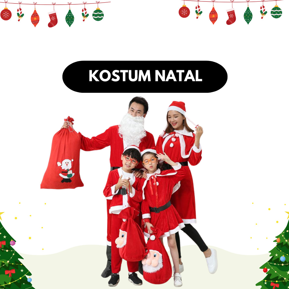 DL OFFICIAL (KNS02) Kostum Natal Santa Anak Dewasa Import