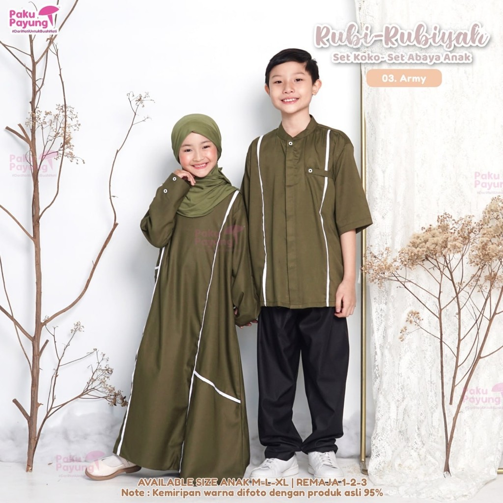Rubiah Set Gamis Abaya Anak Dress Cantik Modern by Paku Payung