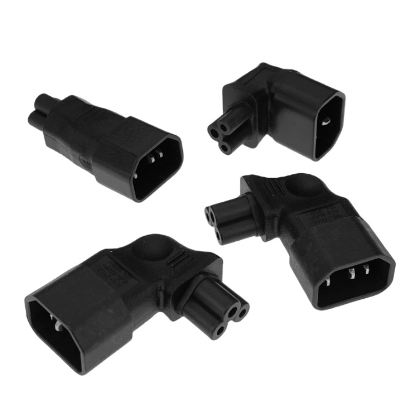 IEC320 C5 Power Converter, IEC C14 Male Plug to C5 Up/Left/Right/Strainght Angle Connector 10A 250V