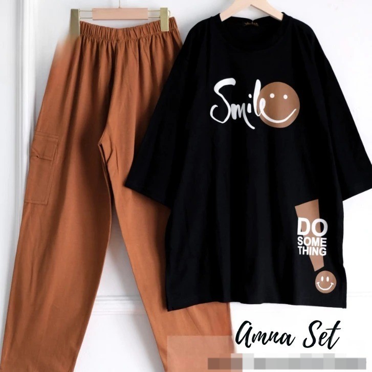 FASHION WANITA // AMNA SET CELANA CARGO LD 120 // SETELAN AMNA // ONE SET AMNA // SET AMNA // SETCEL