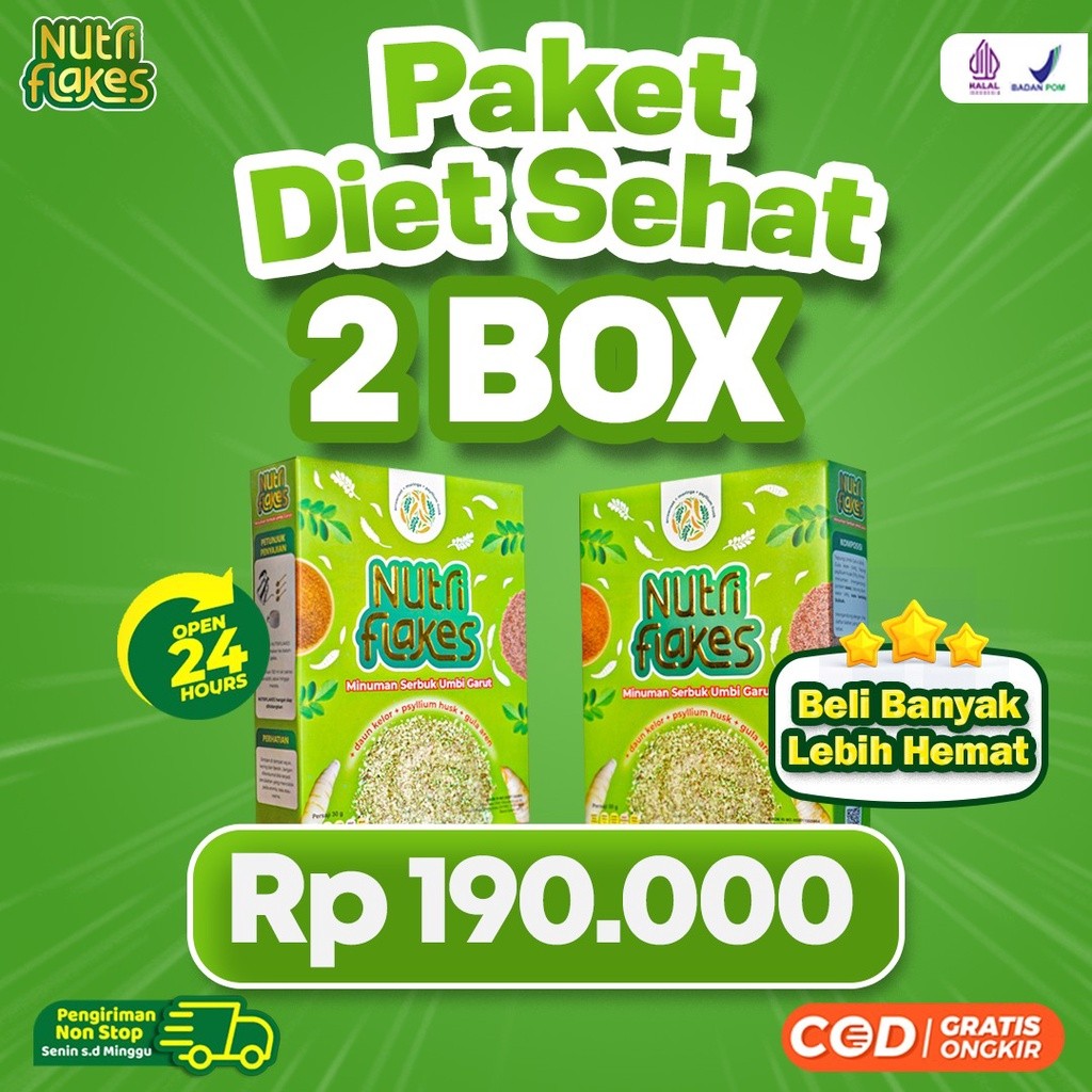 

Nutriflakes 2 Box - Paket Diet Sehat Original Minuman Serbuk Umbi Garut