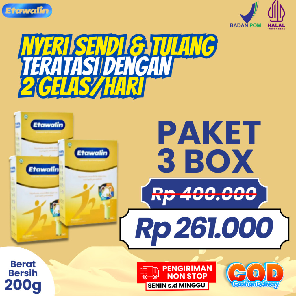 

3 Box Etawalin Susu Kambing Etawa Atasi Masalah Nyeri Sendi & Menjaga Kesehatan Tulang Original Asli