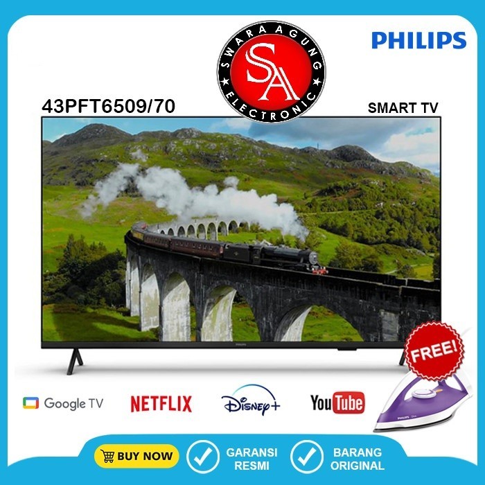 Led FHD Google TV 43 Inch Philips Type : 43PFT6509/70 - Free Setrika Philips ( MEDAN )