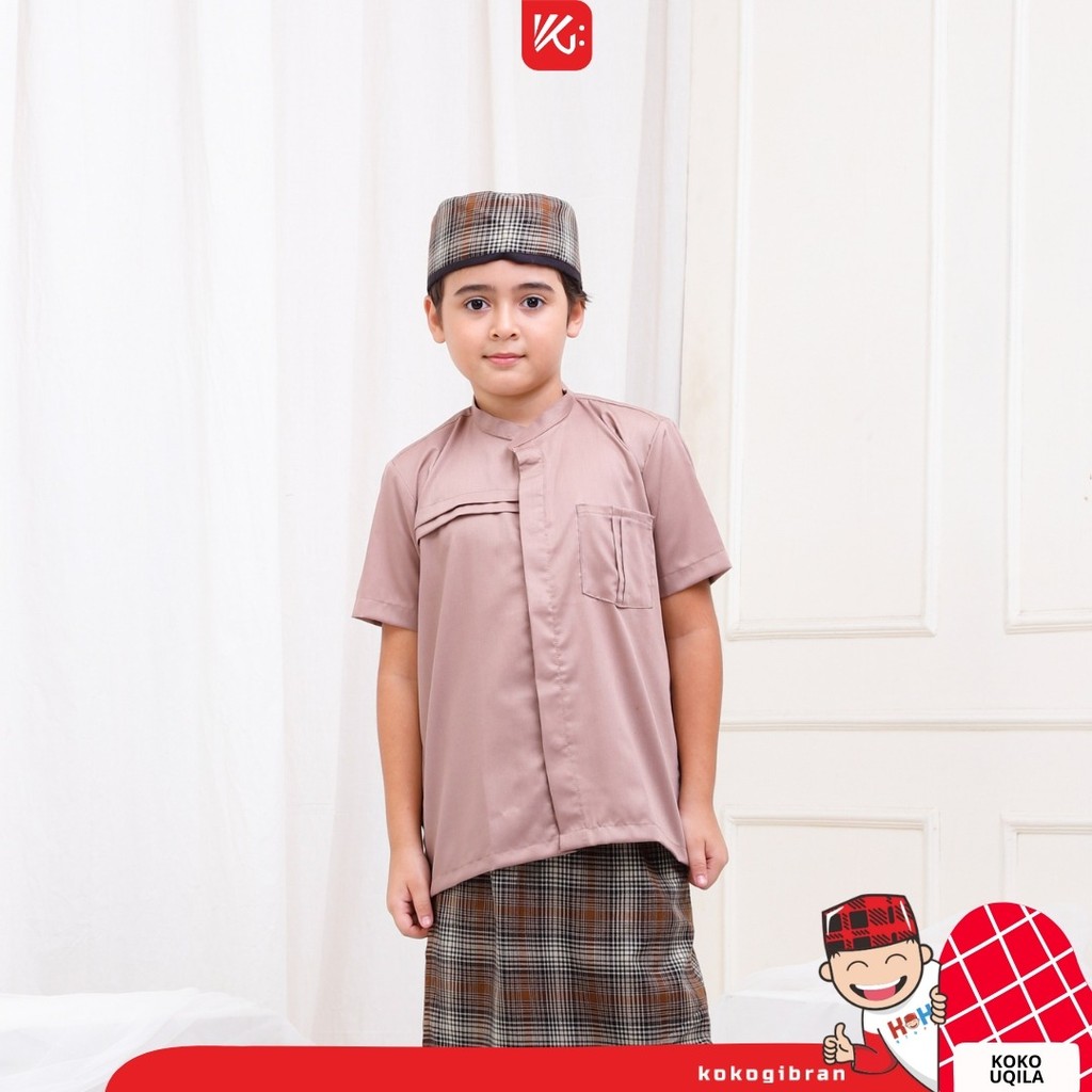 Baju Koko Anak KokoGibran / Baju Koko Anak Warna Pink Pastel / Koko Tangan Pendek (UQILA)