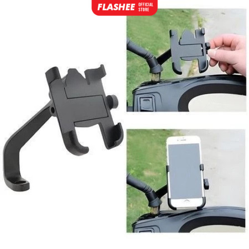 Flashee Holder HP Motor Full Besi Kuat & Aman Holder HP Motor Full Besi Alumunium Anti Goyang