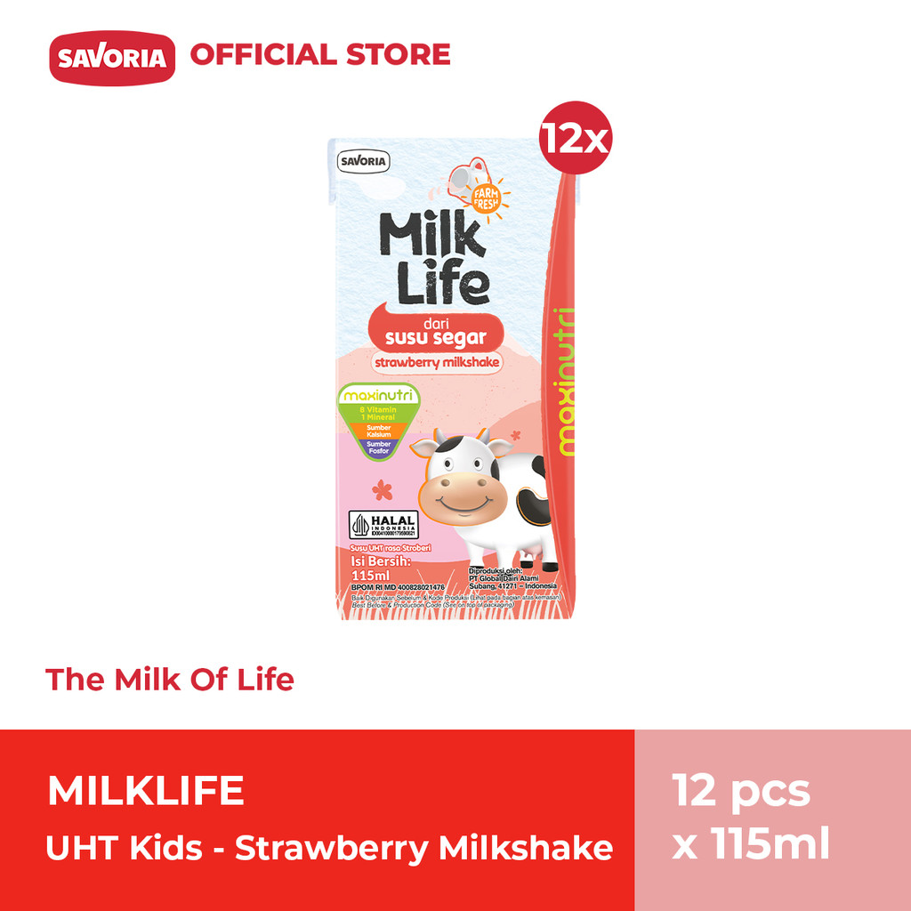 

MilkLife UHT Kids Strawberry Milkshake - Susu Rasa Stroberi 12 Pcs x 115ml