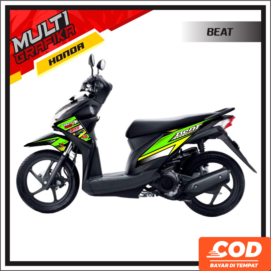 Stiker Striping Sticker Decal Setiker Stikker Variasi Aksesoris Emblem Motor Honda BEAT F1  Injeksi