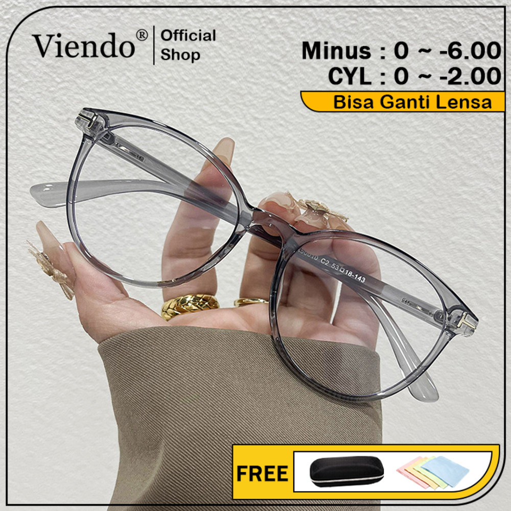 Viendo Kacamata Anti Radiasi Photocromic Minus Cylinder Wanita Pria Frame AntiBlueray Kaca Mata