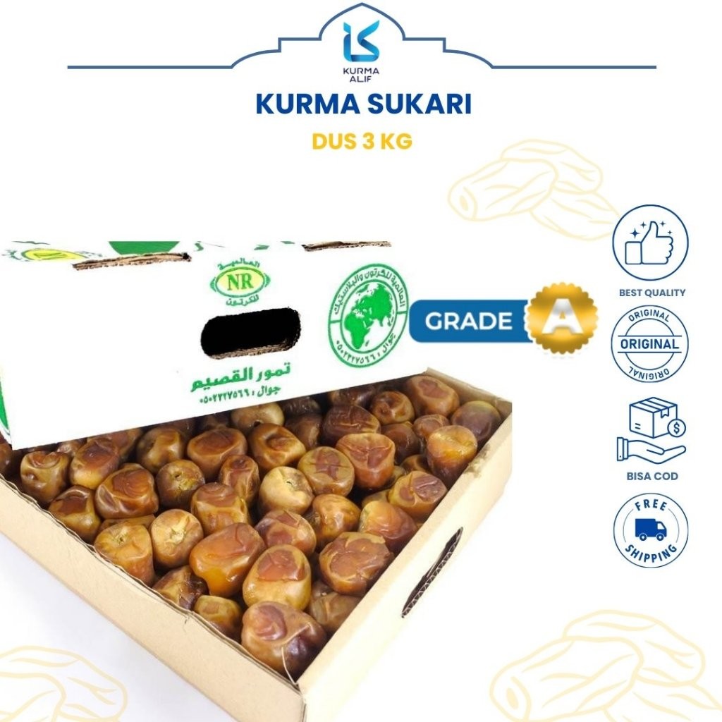 

Kurma Sukari Basah Dus 3 Kg Oleh Oleh Haji Umroh