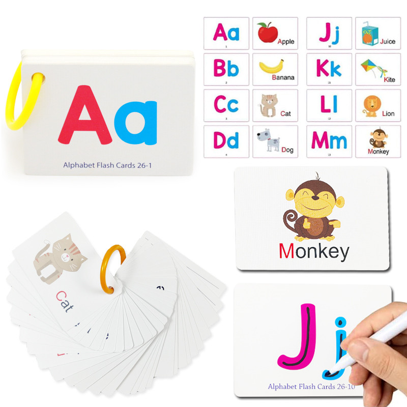 

Flash Cards Alphabet Double Sided Flash Cards Toddlers ABC Letters Learning Toy Educational Preschool Kids Children Flashcards