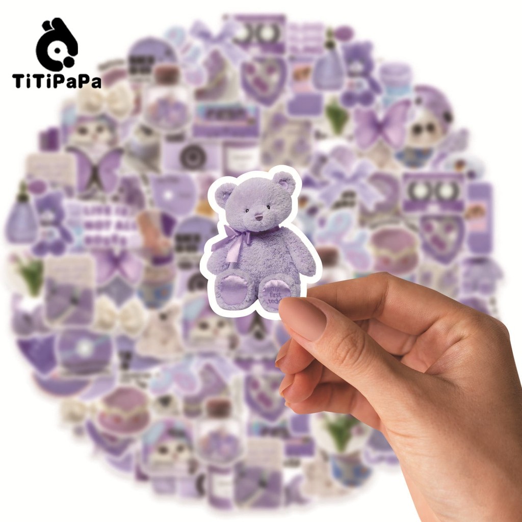 

50 Buah Stiker Beruang Ungu Talas, Gaya Ins, Stiker Dekoratif Notebook Sepeda Skateboard Seluler DIY