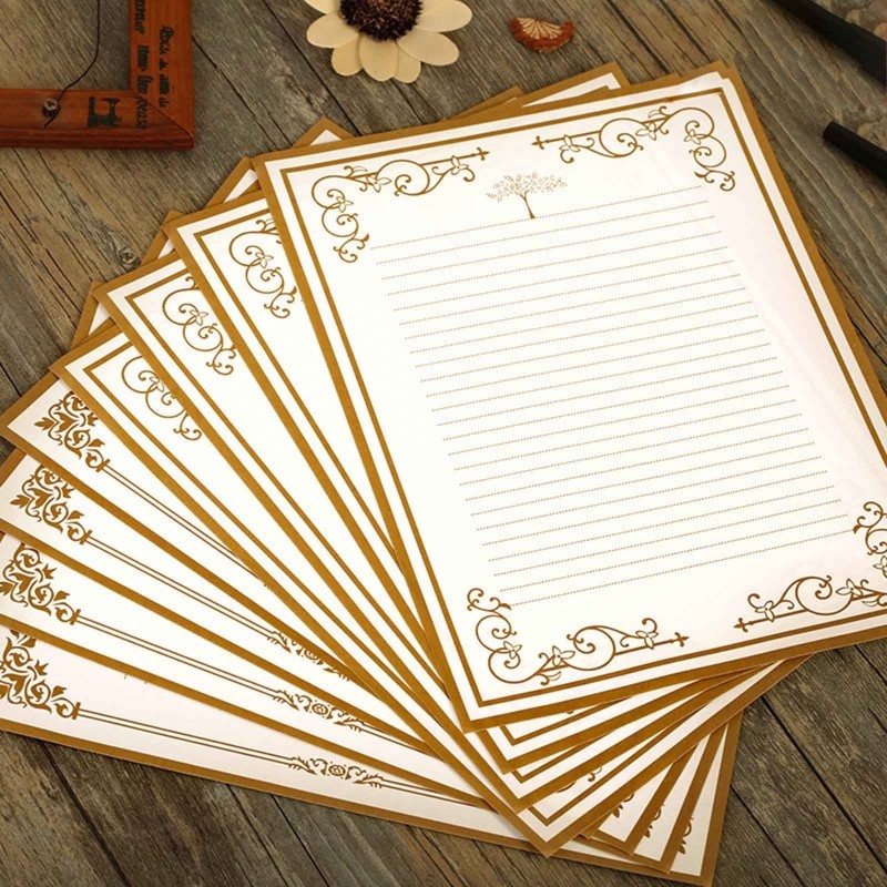 

8 Sheets Letter Writing Papers Vintage Letter Papers Stationary Set Lined for Invitations Greeting Letter