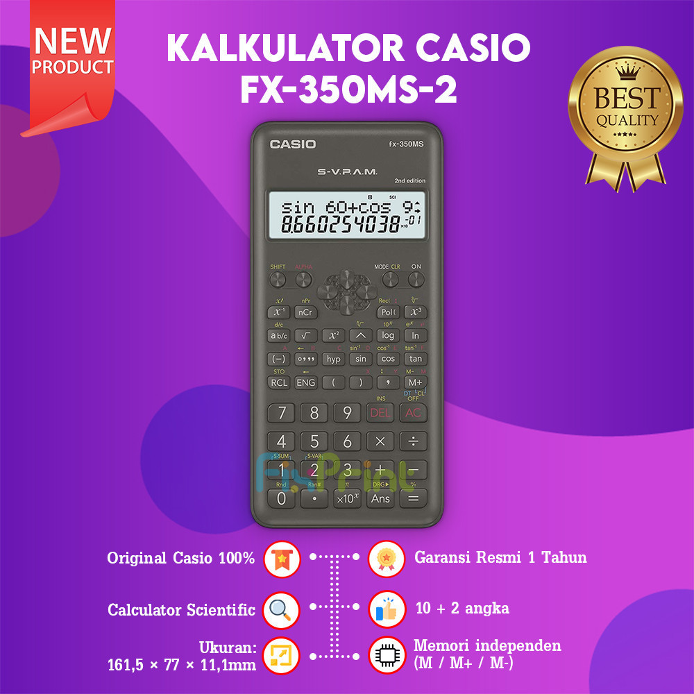 FixPrint Casio FX-350MS 2 Calculator Scientific Kalkulator Ilmiah Standar New