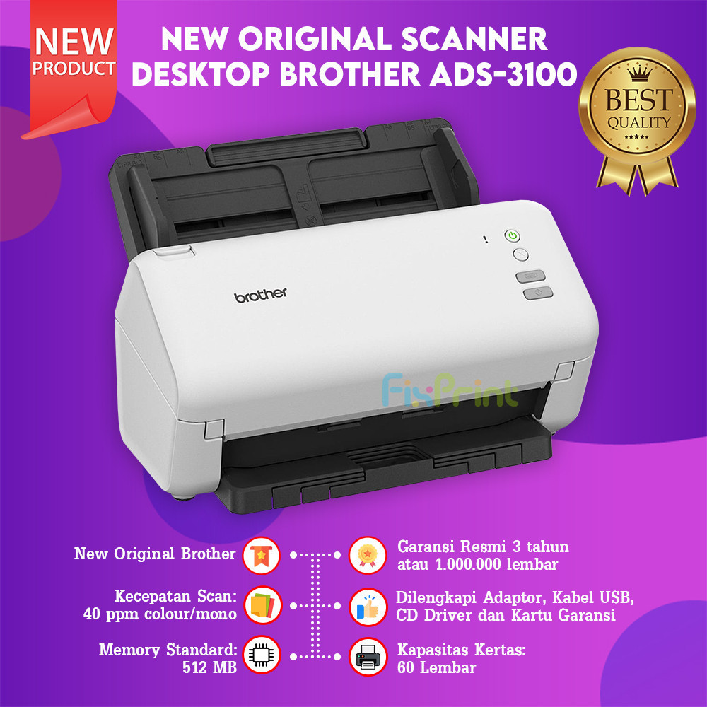 FixPrint Scanner Brother ADS 3100 High-Speed Scan Dekstop ADF  Duplex New Original