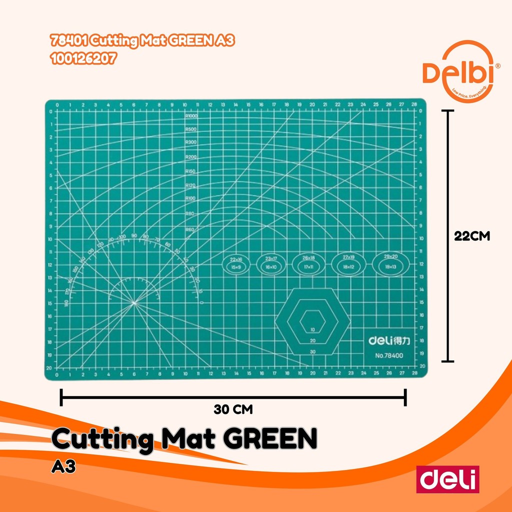 

Deli Alas Potong Kertas Cutting Mat Serba Guna 78401 Cutting Mat GREEN A3