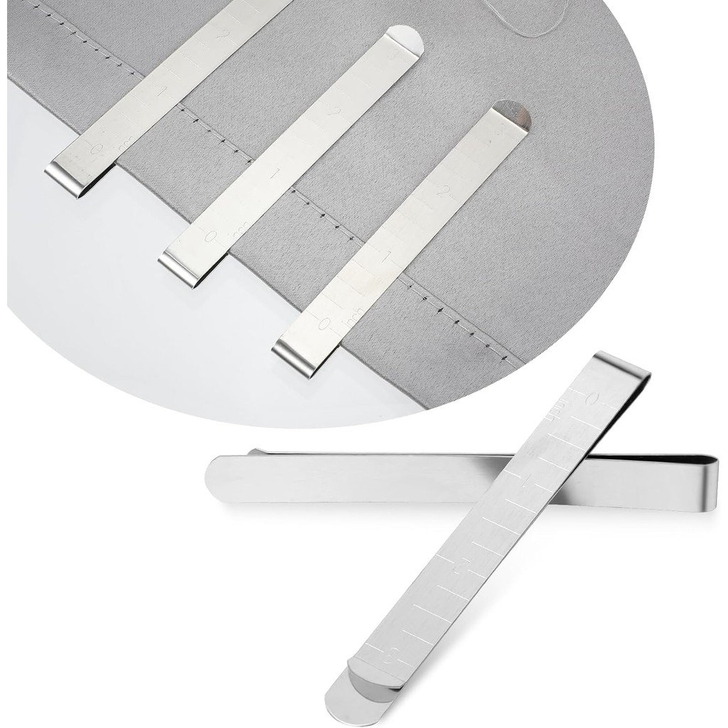 

3pcs Hemming Clips 3 Inch Measurement Ruler Stainless Steel Sewing Clips Hem Curtain Clips for Fabric Quilting Pinning Marking