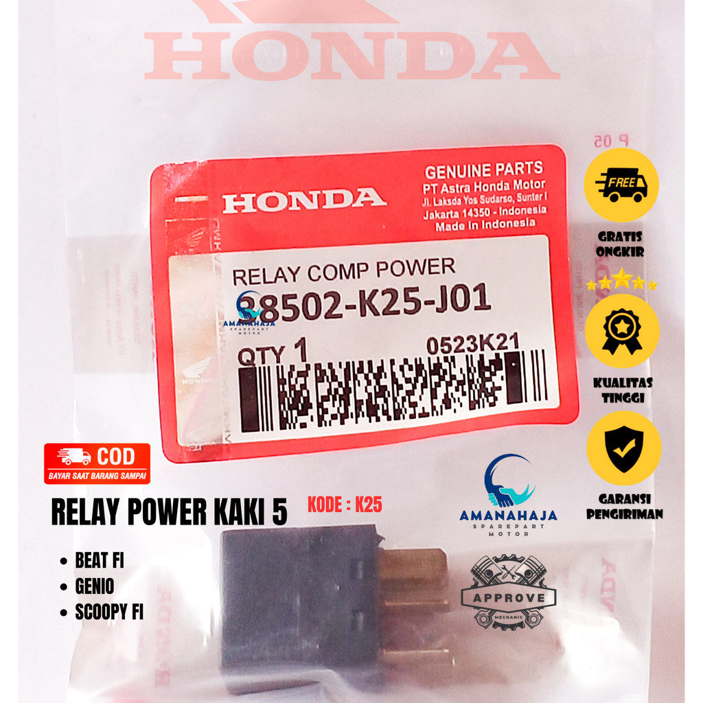 ( GARANSI ) ORI RELAY KAKI 5 MOTOR HONDA BEAT F1 (K25) | SPAREPART ORIGINAL HONDA