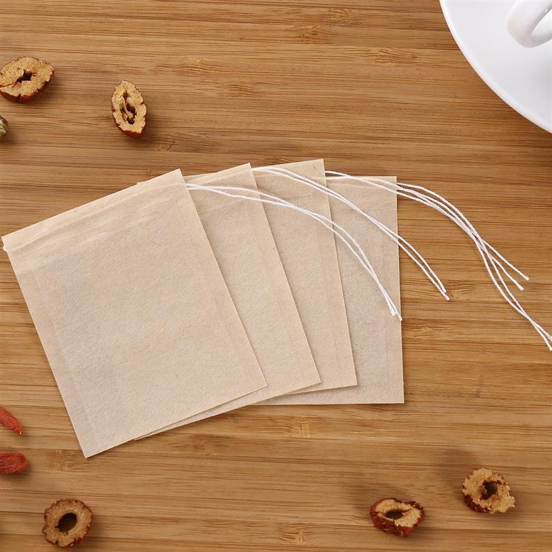 

100Pcs Teabags Biodegradable Paper Drawstring Eco-Friendly Filter Empty Tea Bags Loose Leaf Powder Herbal Medicine