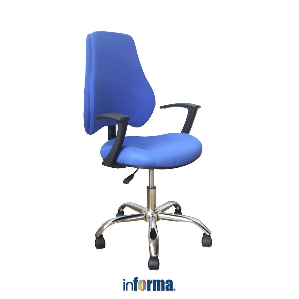 Informa Zenoa Kursi Kantor Sandaran Rendah - Biru Tempat Duduk Kerja Dengan Roda Office Chair Kursi 