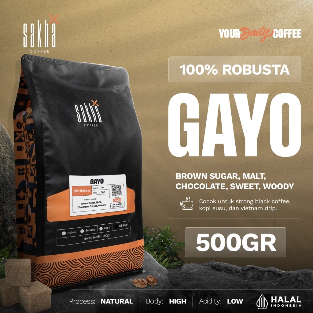 

alifa cofe Biji Kopi Bubuk Fine Robusta Gayo Aceh Sumatra Espresso Coffee Roast Bean Coffe Sakha Roastery 500gr