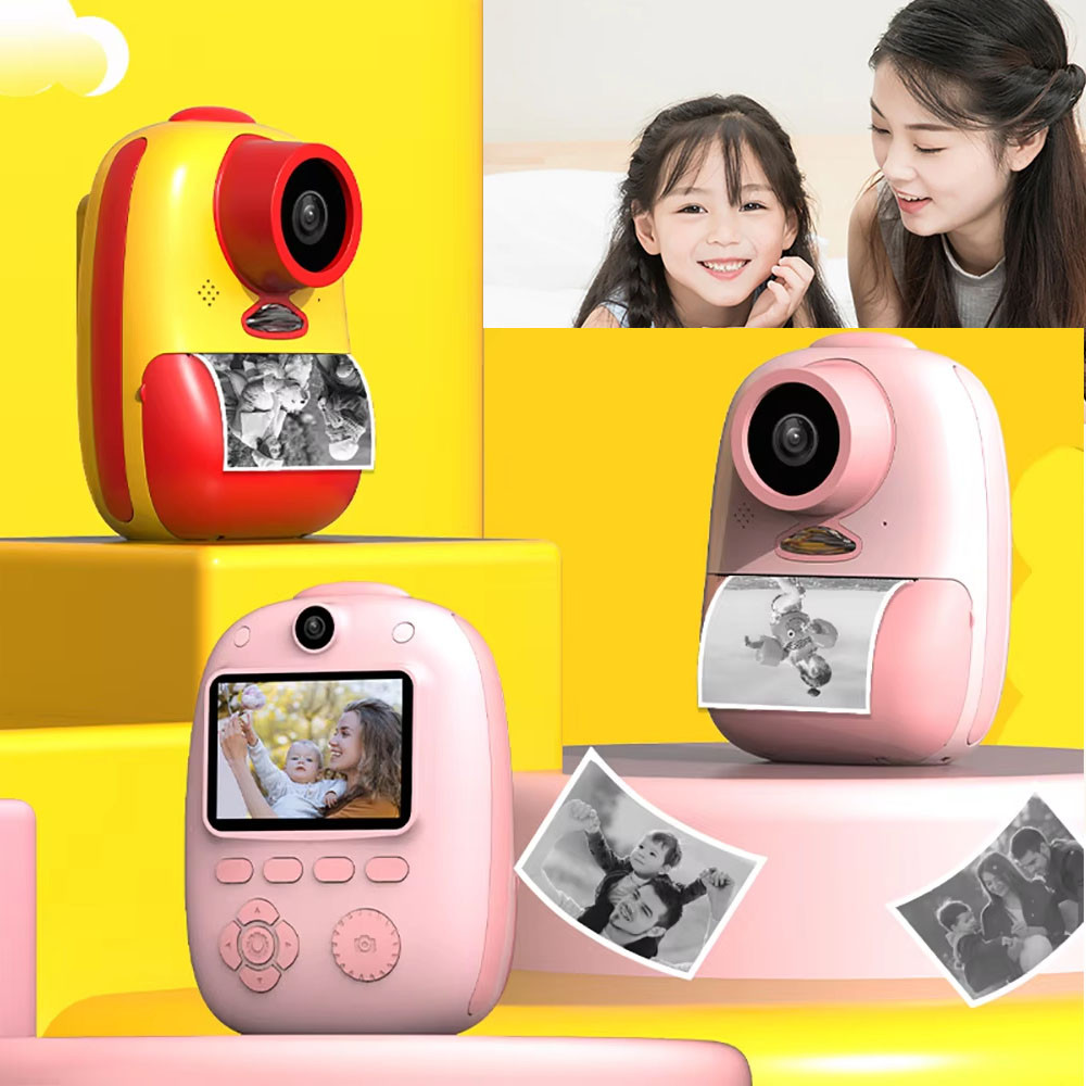 

Mini print Sticker Label camera 26MP high-definition children's real-time digital camera/shoulder strap and print paper Color