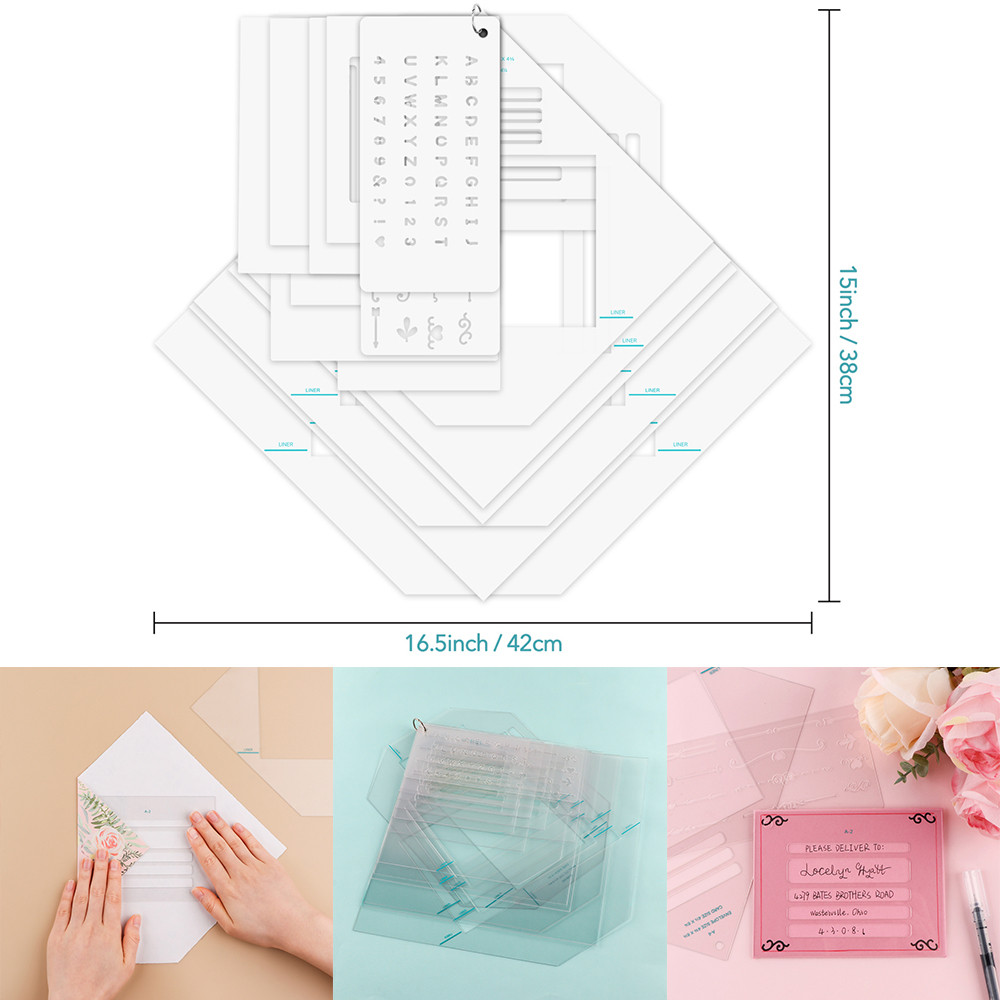 

17pcs/set Envelope Tear Templates Envelope Folding Guides Alphabet Number Template for DIY Envelope Liner Making Tool 2024 New