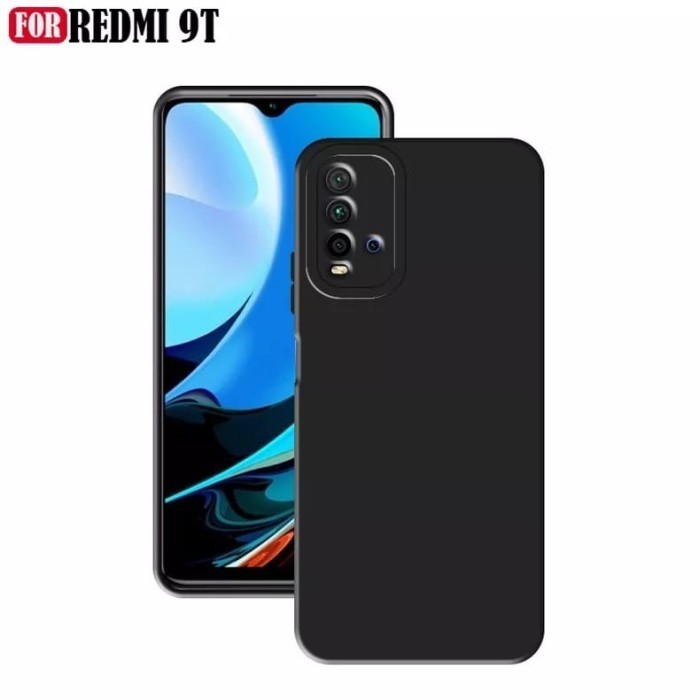 Black Matte Case Redmi 9C dan Redmi 9T Softcase Hitam Polos Liquid Silicone Pro Camera
