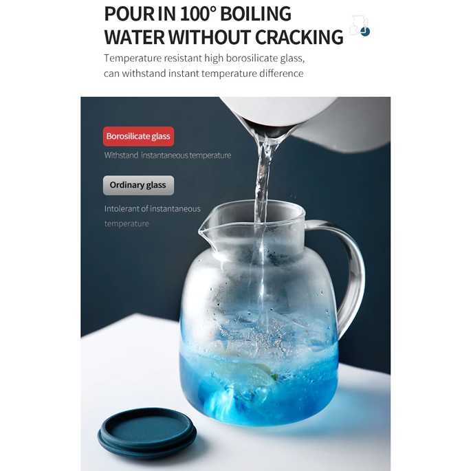 Teko Kaca Teh Pitcher Tahan Panas Api Borosilicate 1800ml - TP-966