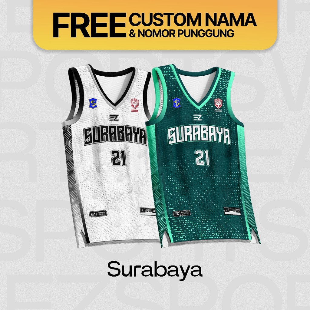 [FREE CUSTOM SATUAN] Jersey Basket Satuan Popda Surabaya 2024 HOME & AWAY Baju Kaos T-Shirt Tshirt A